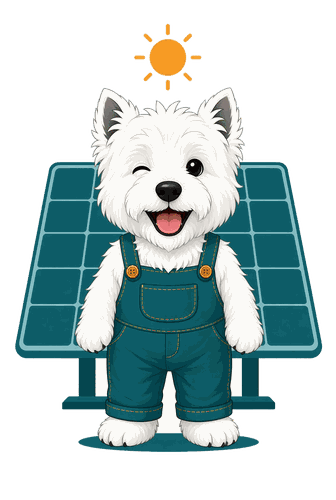 Axis mascot with solar panel